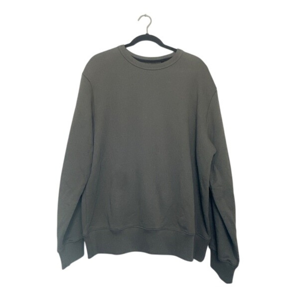 Rag & Bone New York Smoke Grey Raw Edge Crew Oversized Sweatshirt Mens